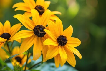 Bright Black eyed susan flower. Plant beauty. Generate Ai