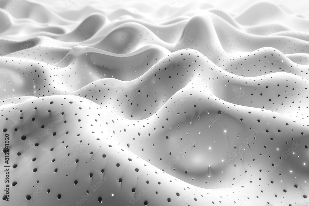 Poster this image displays a 3d monochrome abstract landscape with a dotted texture enhancing its depth and