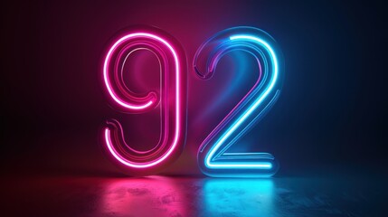 two number character neon light sign vector. two number character sign. - obrazy, fototapety, plakaty