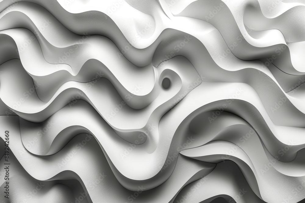 Aufkleber monochrome 3d rendering presenting a soothing and seamless wave pattern, symbolizing tranquility and