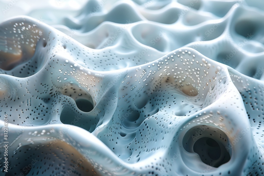 Poster an intricate blue wavy texture with finely dotted details creating a calming yet captivating visual 