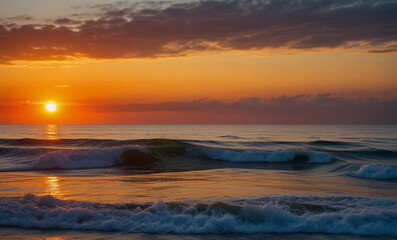Obraz premium A beautiful picture of the sunset by the beach