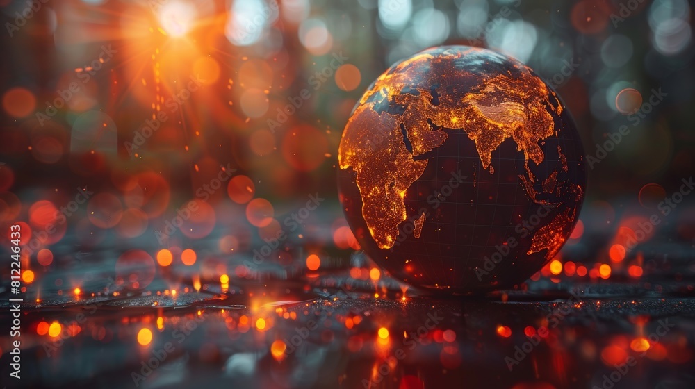 Aufkleber globe with digital world map technology connected to global network