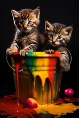 The Aquamarine Journey of Two Kittens in a Bucket of Paint