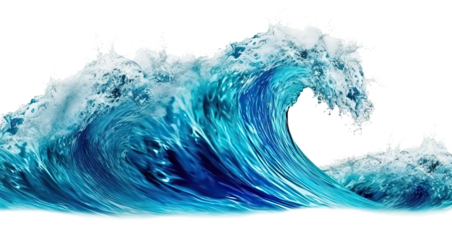 blue wave isolated on transparent background 