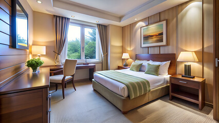 luxury hotel room with bed