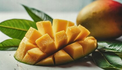 mango slices isolated on the white background