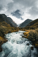 mountain river, Briksdalsbreen, Norway