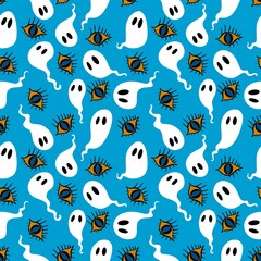 Halloween ghost seamless cartoon pattern for wrapping paper and fabrics