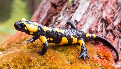 yellow black salamander carpathian salamander