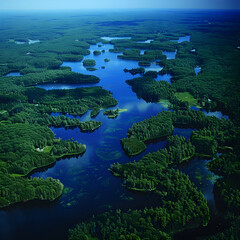 Fototapeta na wymiar Aerial View of US Lakes: A Spectacular Display of Natural Beauty and Ecosystem Diversity