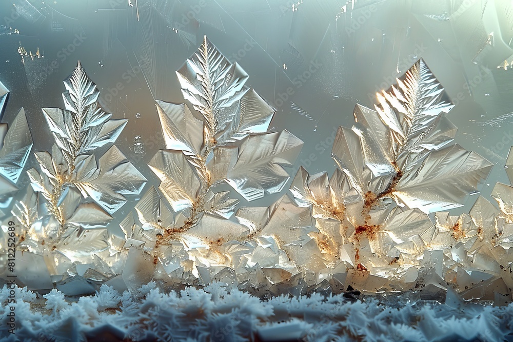 Aufkleber a detailed image showcasing shining crystalline structures with ornate frost patterns