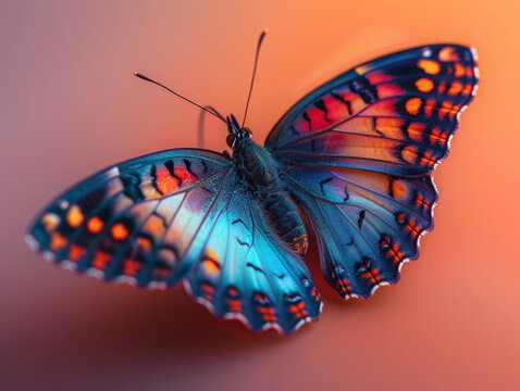 Exotic butterfly on a pastel gradient background. 