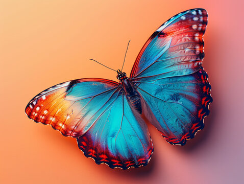 Exotic butterfly on a pastel gradient background. 