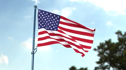 Flag of USA on the mast