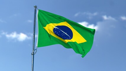 Flag of Brasil on the mast