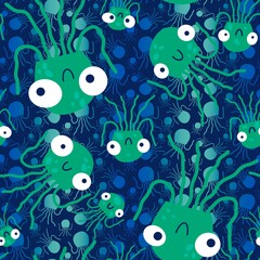 Cartoon sea animals seamless jellyfish pattern for summer print and fabrics