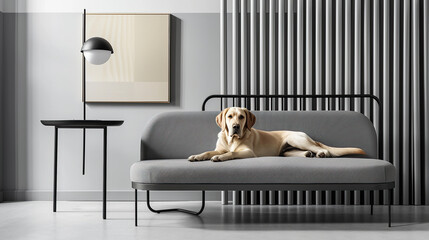 Dog and modern living room with sofa