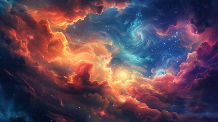 Cosmic Canvass Weaving Colorful Clouds into Galactic Tapestry