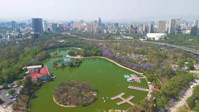 Captivating Views of Chapultepec Lake in Mexico City, Where Park Visitors Glide Peacefully in Boats, Embracing a Day of Relaxation Amidst Natural Splendor.