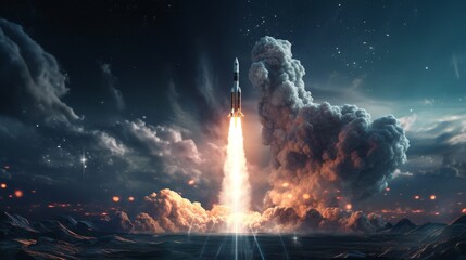 The rocket launch was a success, and the spacecraft is now on its way to Mars.