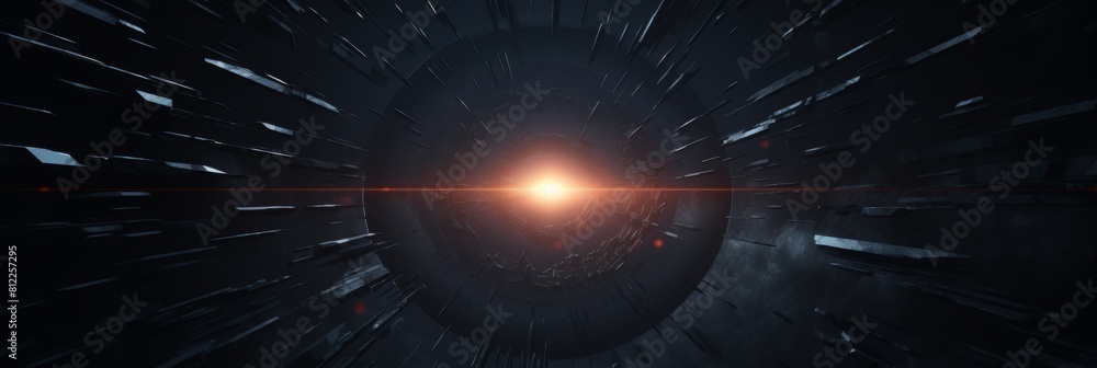 Poster mysterious cosmic light in deep space. sci-fi background with light burst. generative ai