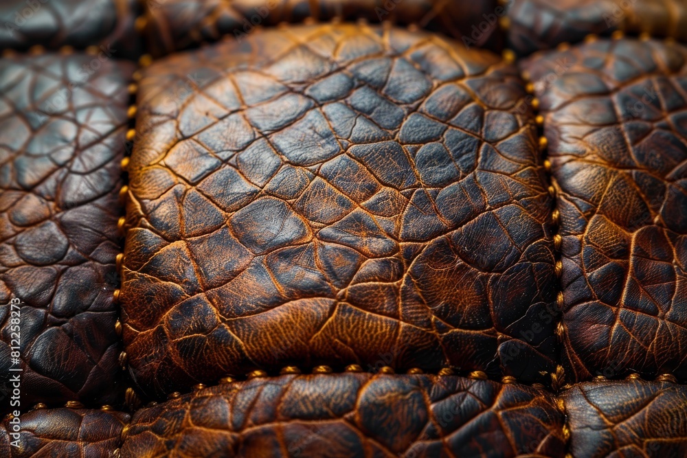 Aufkleber showcasing the elegance and quality of leather, the image presents a zoomed-in view of textured patt