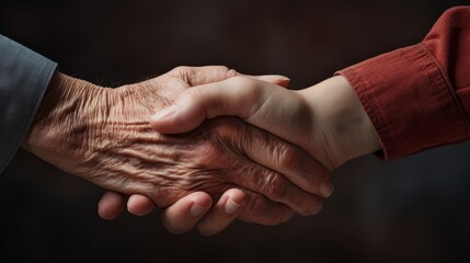 Helping hands, care for the elderly concept.