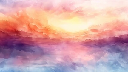 abstract watercolor background sunset sky orange purple
