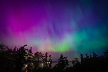 Aurora seen along Seattle shoreline