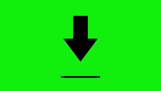 Down arrow Upload Animation on green background. Creative Modern Download Arrow Process Icon.