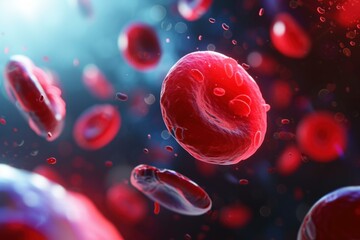 High-quality 3d render of red blood cells traveling inside a blood vessel