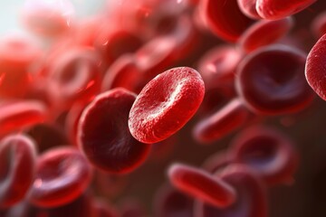 3d illustration of red blood cells traveling through a vein, highlighting medical concepts