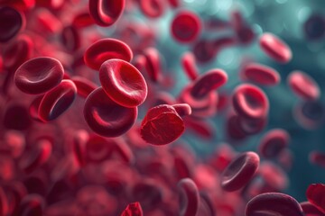 High-resolution 3d illustration of healthy red blood cells flowing through a vein