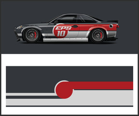 Car wrap racing livery vector. Abstract stripe racing background for pickup truck