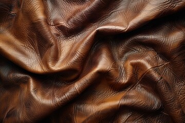 Fototapeta premium High-quality image of crumpled brown leather material that conveys a sense of luxury and texture