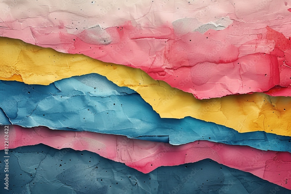 Poster bright and cheerful colors layer upon each other in this textured abstract, creating a lively and in