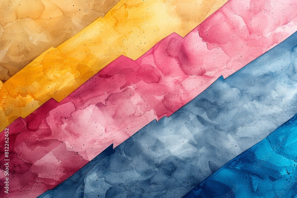 Poster this image features a vibrant abstract watercolor texture forming diagonal lines in various colors