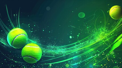 Tennis ball tournament on a green background.