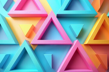 Vibrant multicolored triangular shapes neatly arranged in a compelling and modern abstract art style, exuding a sense of creativity and innovation