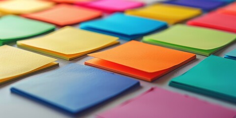 Colorful Post It Notes Arranged on a Table. Generative AI