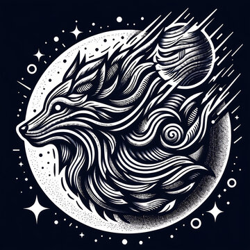 Lobo estilo tribal , arte para logo ou arte para tatuagem 