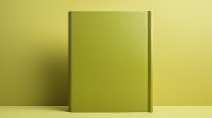A green book with a yellow background