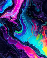 Colorful Abstract Painting on Black Background