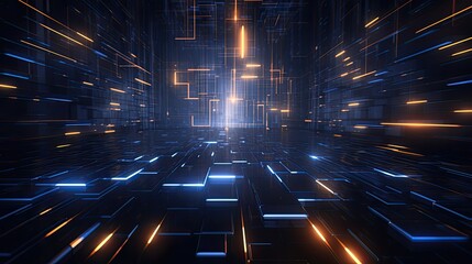 Shiny metallic structure with glowing lights, Futuristic cityscape with sleek architecture.