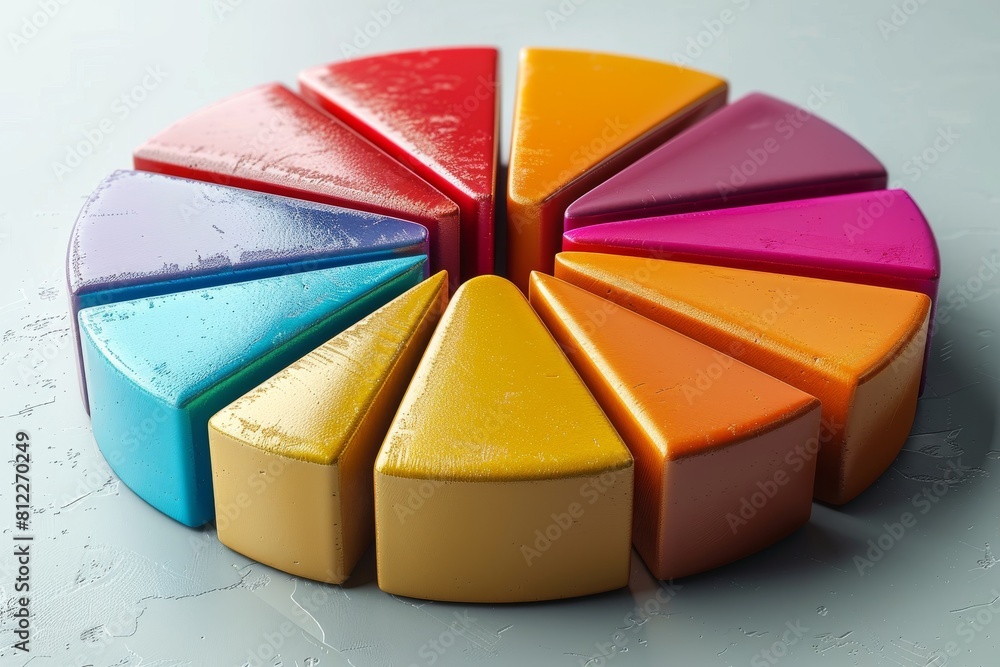 Poster A 3D rendered pie chart with a detailed, textured surface resembles a perfect example of data representation