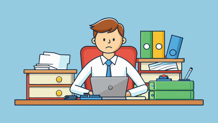 deadlines at work tired office worker man cartoon vector illustration