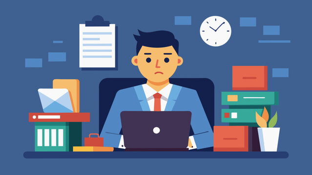 recommend clip art: deadlines at work tired office worker man cartoon vector illustration