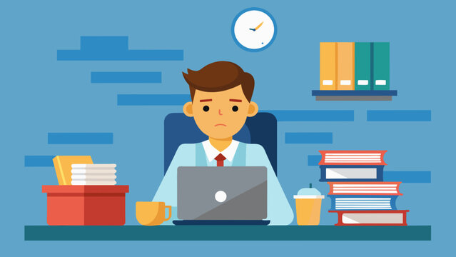 recommend clip art: deadlines at work tired office worker man cartoon vector illustration