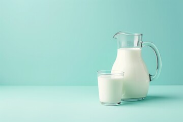 Milk in a glass on blue background